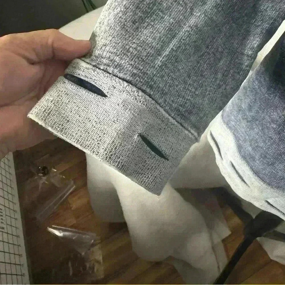 POL Small Mineral Wash Cut Out Short Women Top 3/4 Sleeves In Denim Blue - Picture 4 of 9